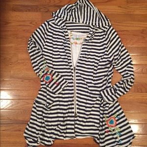 🔥 SALE🔥 Soft Surroundings Embroidered Zip Hooded Sweater Cardigan PXL